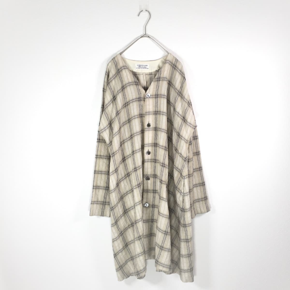 Pas De Calais パドカレ Vネックワンピース チェック コットン 羽織り ボタン フクル ファッションブランドユーズドセレクトショップ