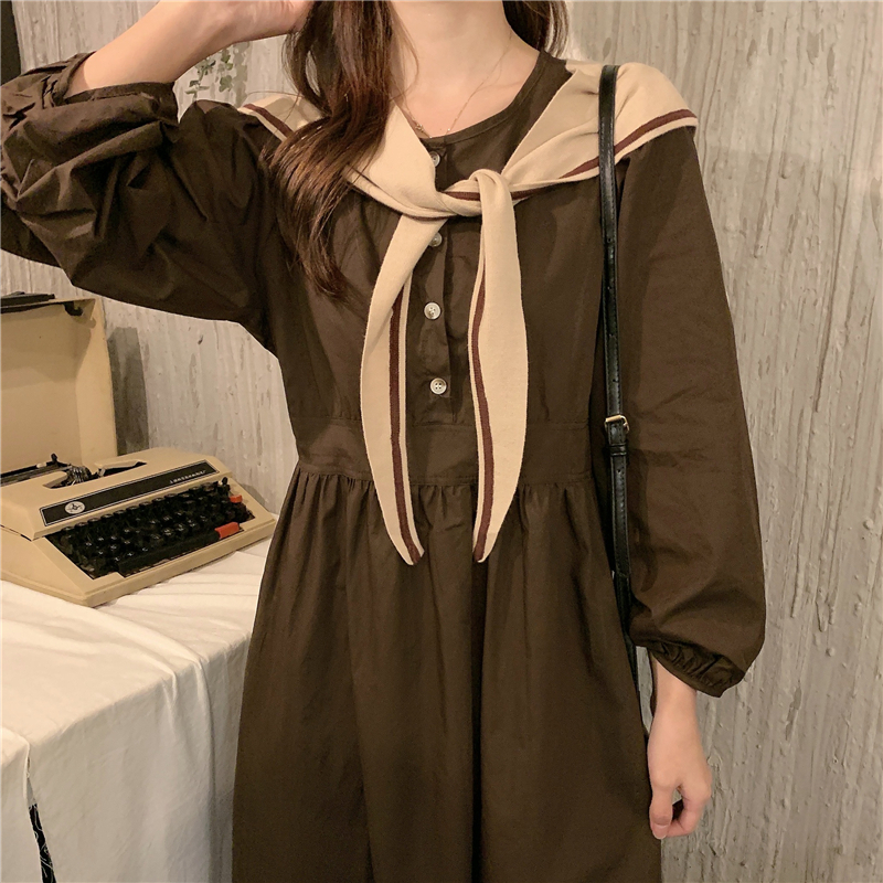 取り外し可能 セーラー襟 スカーフ風 秋カラーカジュアルワンピース コスプレ 双子コーデ ｒ496 Rumina Select Shop
