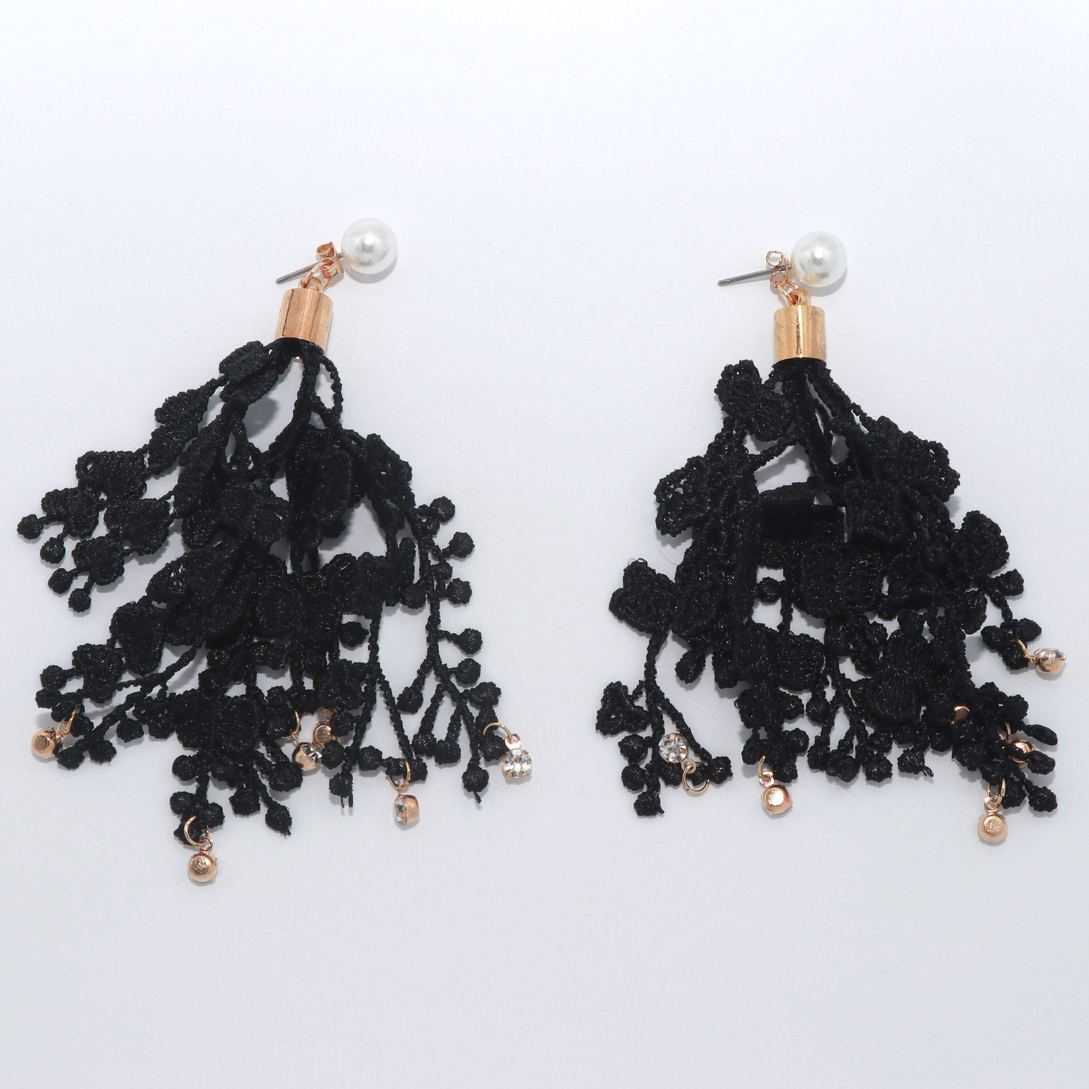 ピアス レースフリンジ パール アクセサリーショップ Kkh