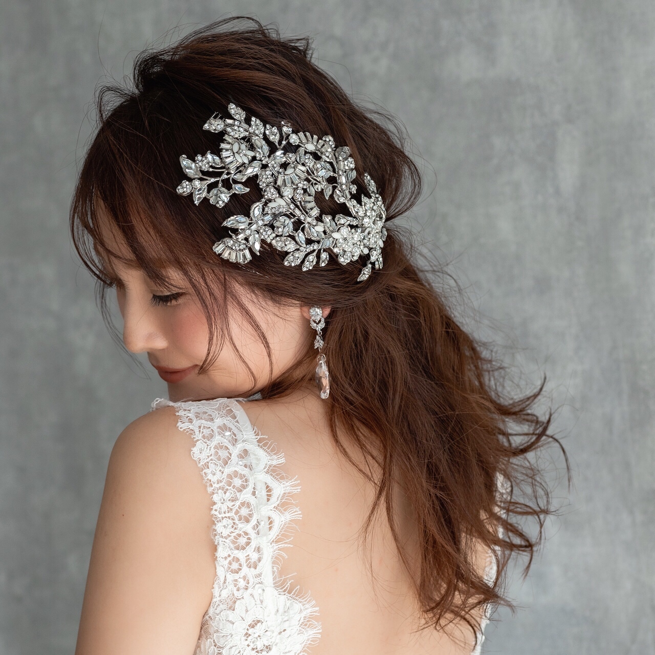 レンタル３泊４日 マリアエレナ ヘッドピース5521 Maria Elena 5521headpiece Muguet Jewel オシャレな大人花嫁のウェディングアクセサリー 大ぶりピアス イヤリング