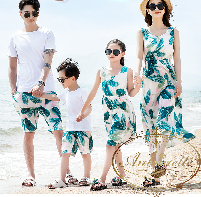 休暇 夏物 リゾート ワンピース 旅行 海 ペアルック 家族 Happy Summer One Piece Ladies Kids Pair Antoinette