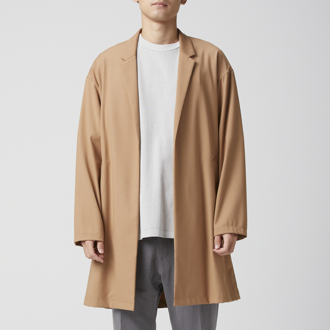 Men ロングジャケット コーディガン コート 羽織 ベージュ Mira ミラオンラインレンタル