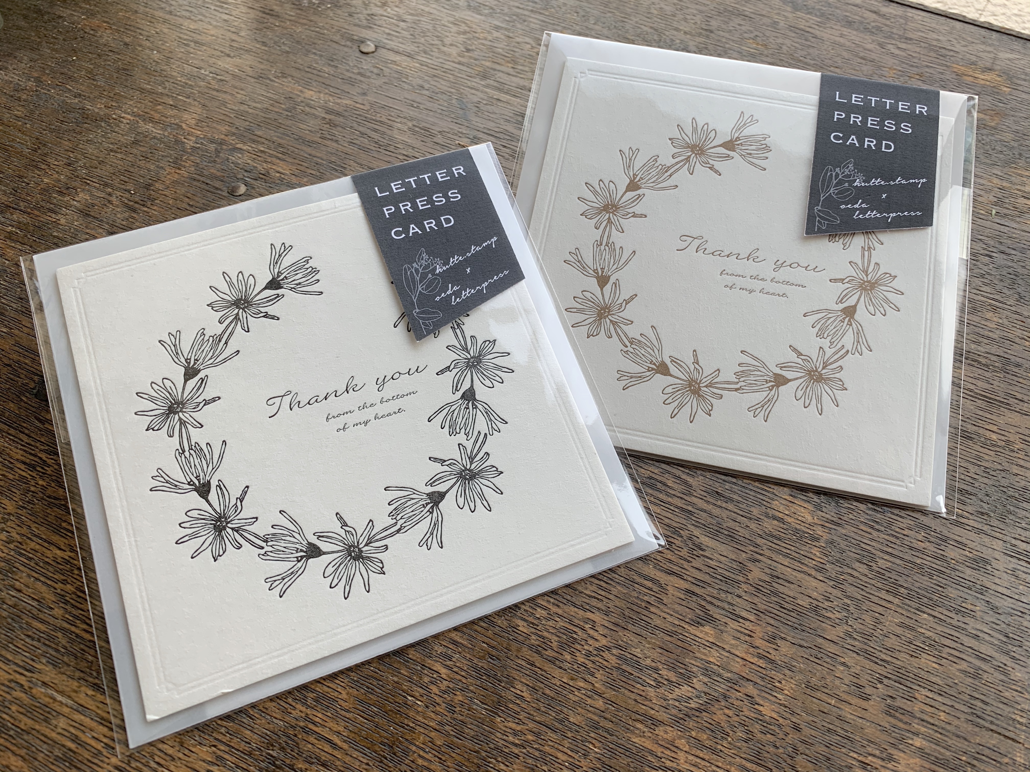 活版印刷 Thank You Card ブルーデイジー Hutte Stampコラボ 大枝活版室