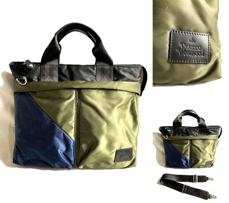 美品 レア 入手困難 Vivienne Westwood ヴィヴィアン ウエストウッド 2way バイカラー ショルダー ブリーフ バッグ プレストン メンズ ロゴ Brand Cross Tokyo