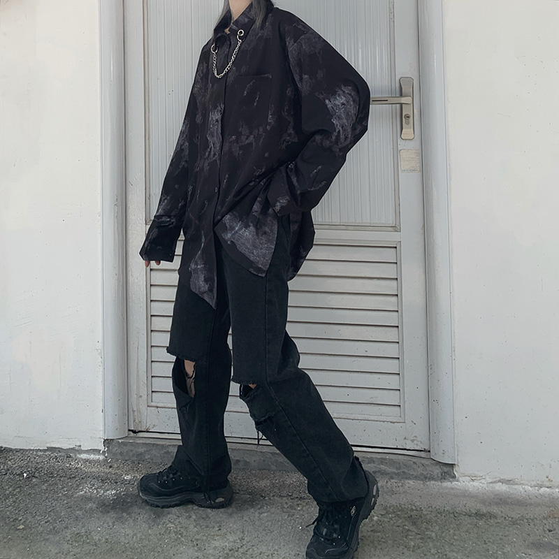 ゴスロリ 長袖シャツ ユニセックス ネックチェーン 病み可愛い ストリート系 韓国ファッション オルチャン 原宿系 10代 代 モード系 ファッション専門店 With U