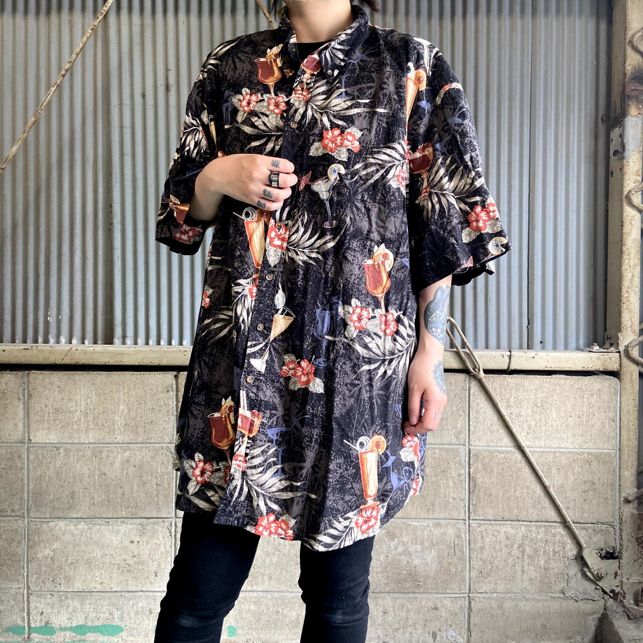 ビッグサイズ Harbar Bay 半袖 コットン アロハシャツ メンズ3xl 古着 総柄シャツ ブラック 黒 大きいサイズ 半袖シャツ 216sa10 Sa Al2109 Cave 古着屋 公式 古着通販サイト