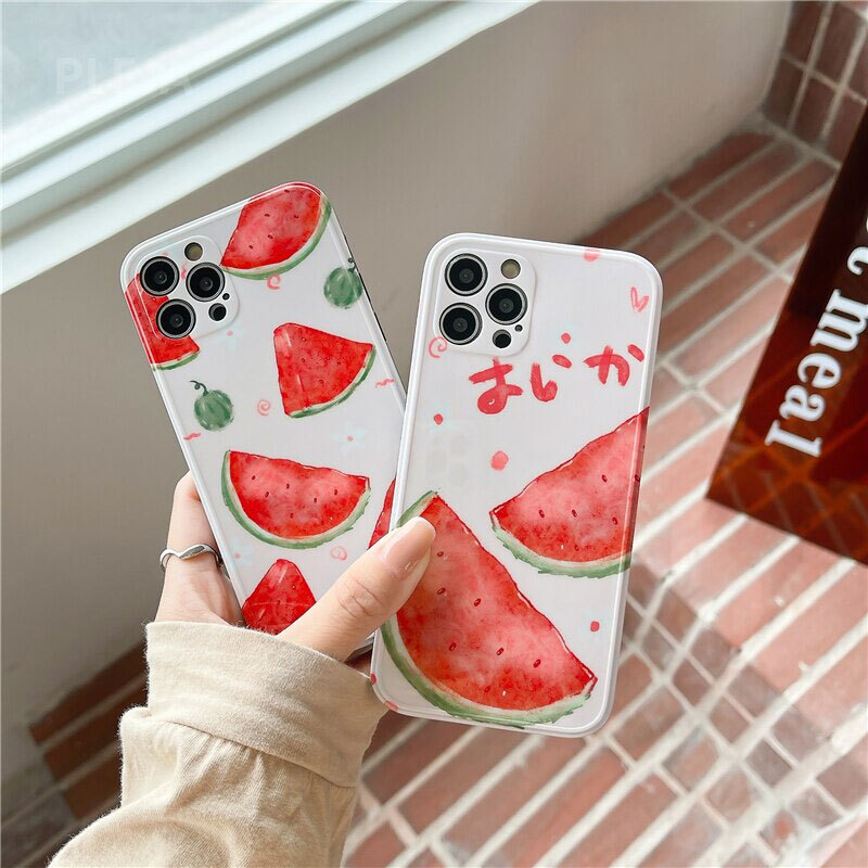 Iphone12対応 おしゃれ 手描き風 夏の風物詩 スイカ 耐衝撃 カメラレンズ 保護 対応 Iphone 高品質 ソフトケース 2タイプ おしゃれなiphoneケース専門店 Khagain