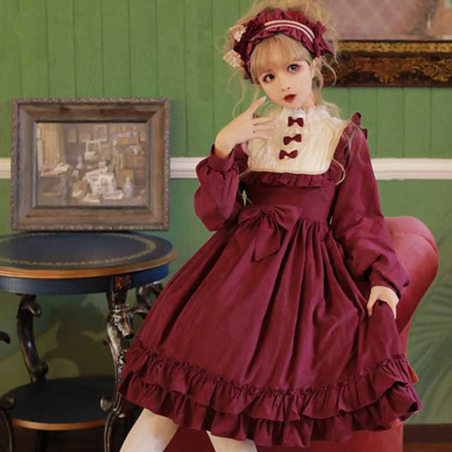 ワンピース ロリータ ロリータワンピース 甘ロリ カジュロリ レディース レース キュート 可愛い プリンセス ロリータ風ワンピ クラシカル ミディアム丈 膝上 長袖 夢かわ セットアップやパンツドレスなど二次会ドレスに合う海外ファッションサイト Urubei