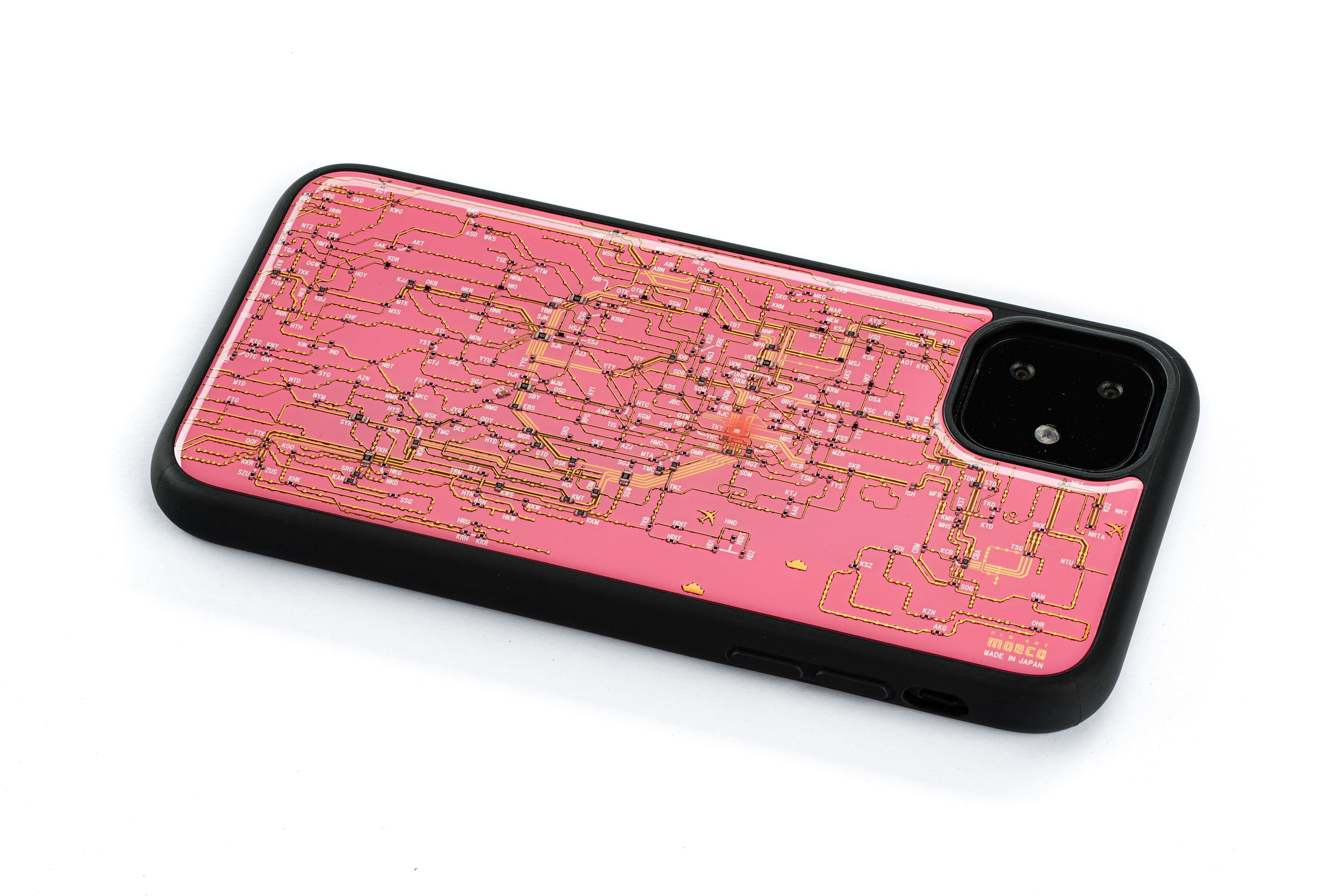 Flash 東京回路線図 Iphone 11 ケース ピンク 東京回路線図a5クリアファイルをプレゼント Pcb Art Moeco