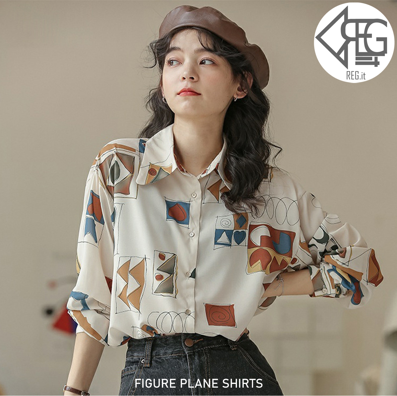 Figure Plane Shirts 送料無料 韓国ファッション 韓国服 10代代30代 かわいいブラウス おしゃれなブラウス プチプラコーデ おしゃれ かわいい Reg It