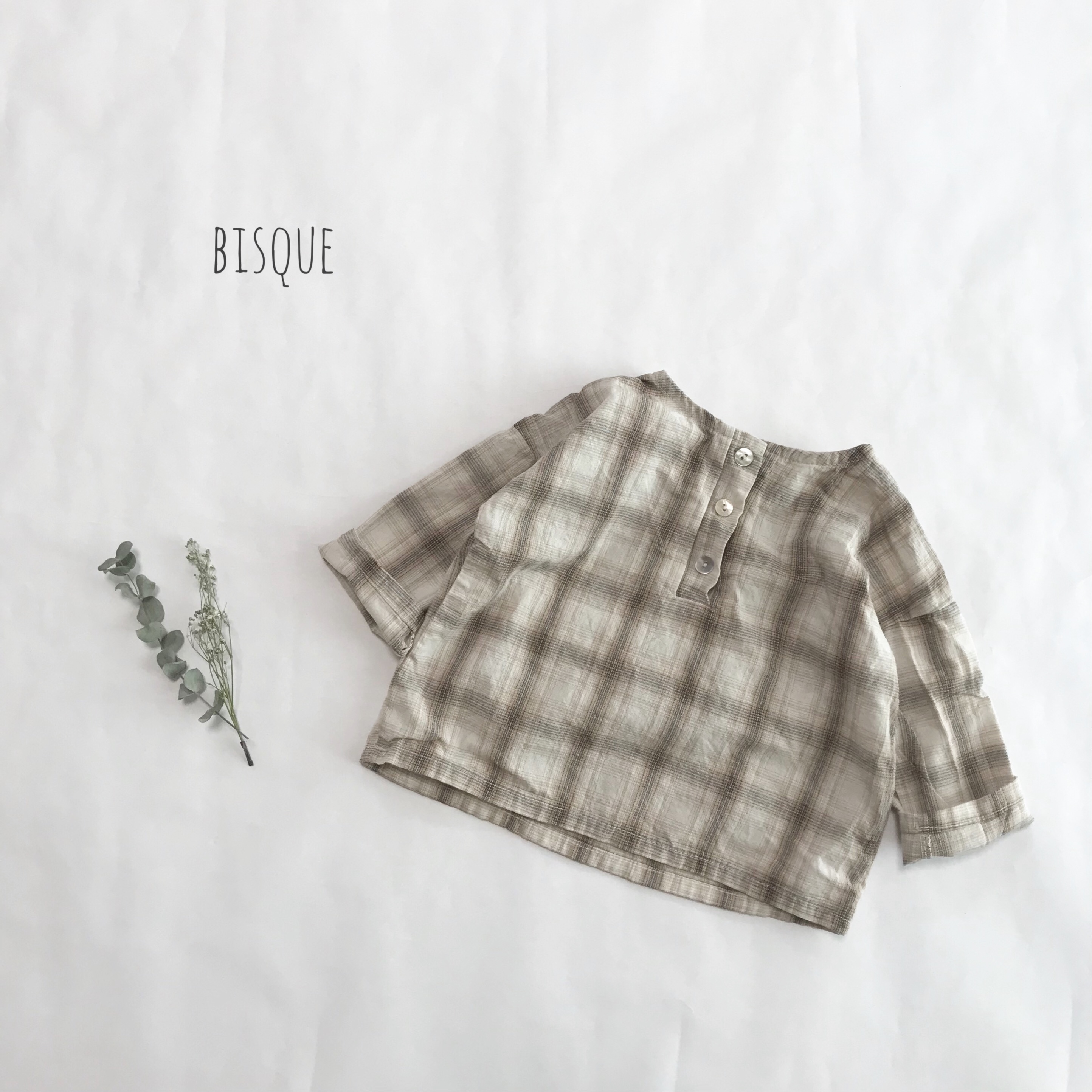 ボックスチェックシャツ 韓国子供服 Bisque びすく