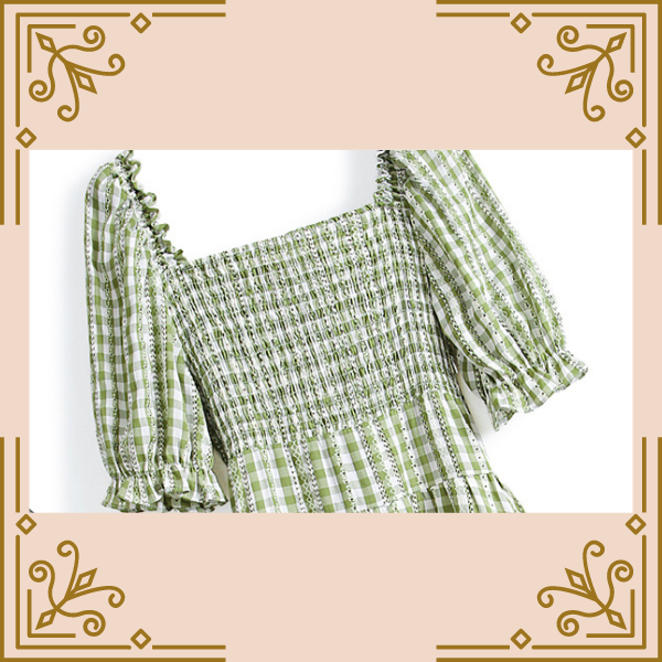 ギンガムチェックのスクエアネックワンピース Trnd771 Re Tro