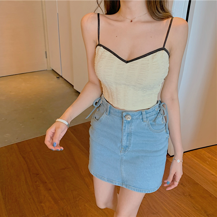 編み上げデニムスカート スカート デニム ミニスカート タイトスカート かわいい 人気 レディース 安い 韓国ファッション 9862 Sinsakumall