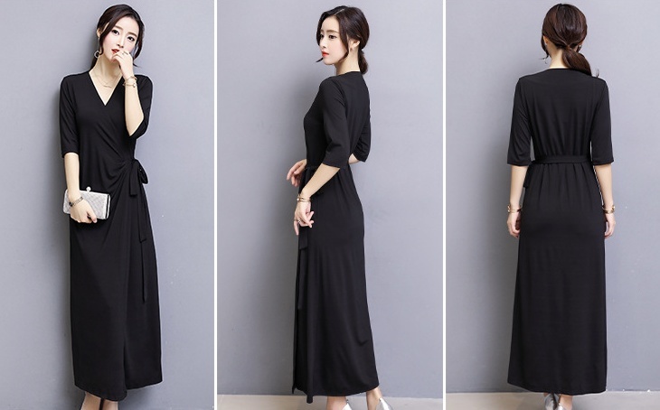 さらっと着れるカシュクール 彡マキシ丈ワンピ Vネックワンピ ス ワンピース フレアワンピース ワンピ パーティー 無地 通勤 ゆったり ワンピ マキシ丈ワンピ Vネックワンピ ス ワンピース スリット ワンピース ワンピ パーティードレス 袖ありワンピ ス ａライン