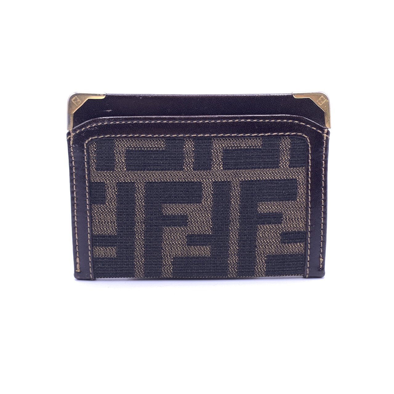 Fendi フェンディ Ff ズッカ カードケース 名刺入れ パスケース 財布 コインケース ブラウン Vintage ヴィンテージ オールド Tbzxsa Vintageshop Solo