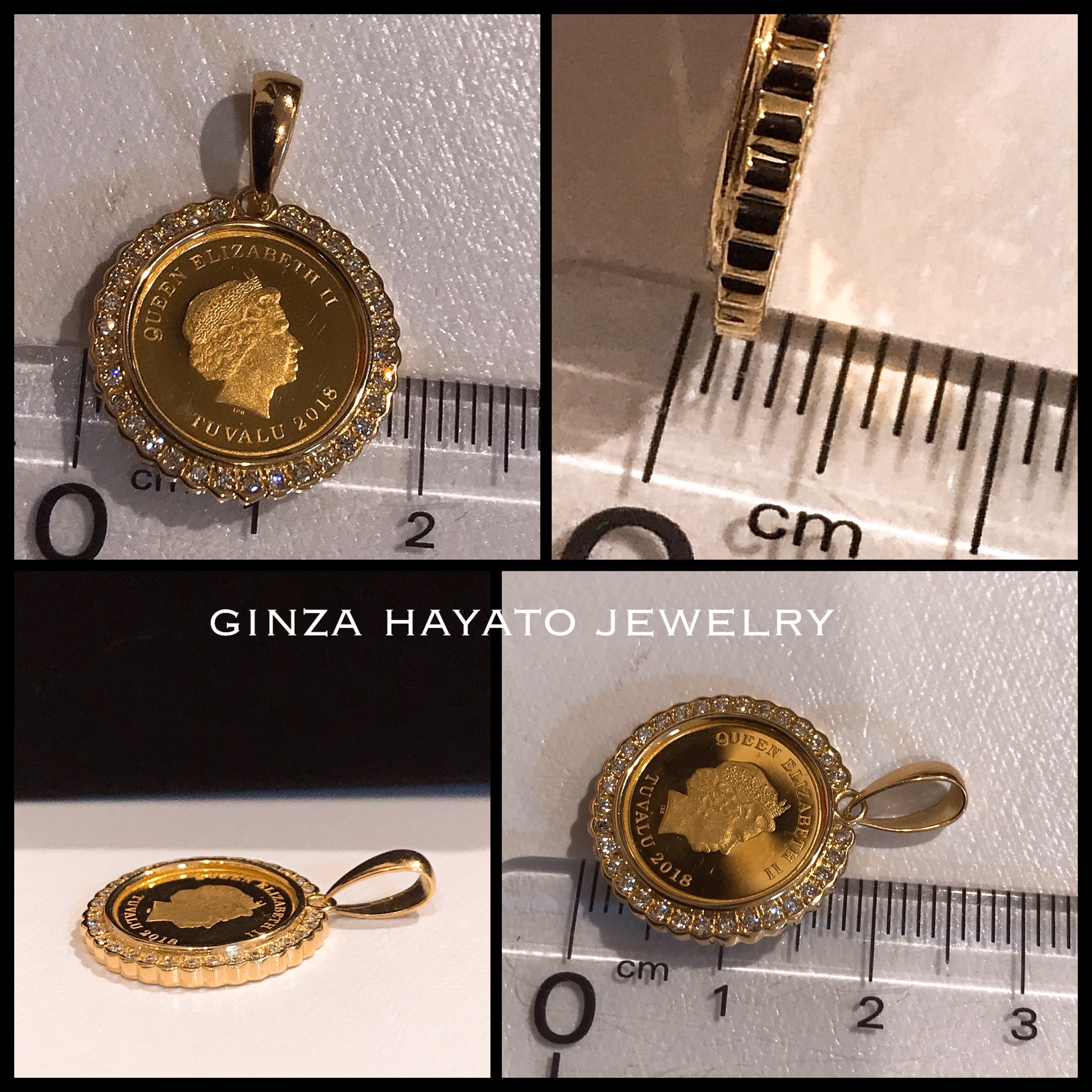 K18 K24 天然 ダイヤモンド 純金 コイン 1 25オンス ペンダント Diamond Pure Gold Coin 1 25oz Elizabeth Horse Pendant Ginza Hayato Jewelry