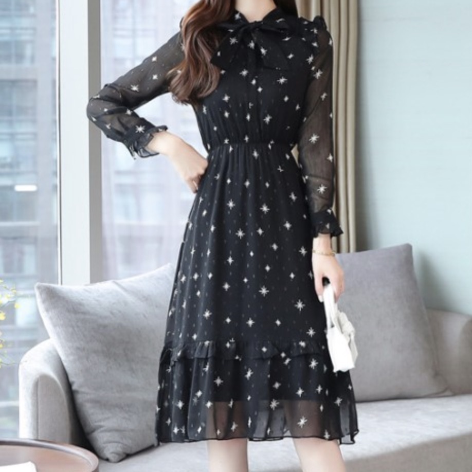 星柄レースシフォンワンピース Millems