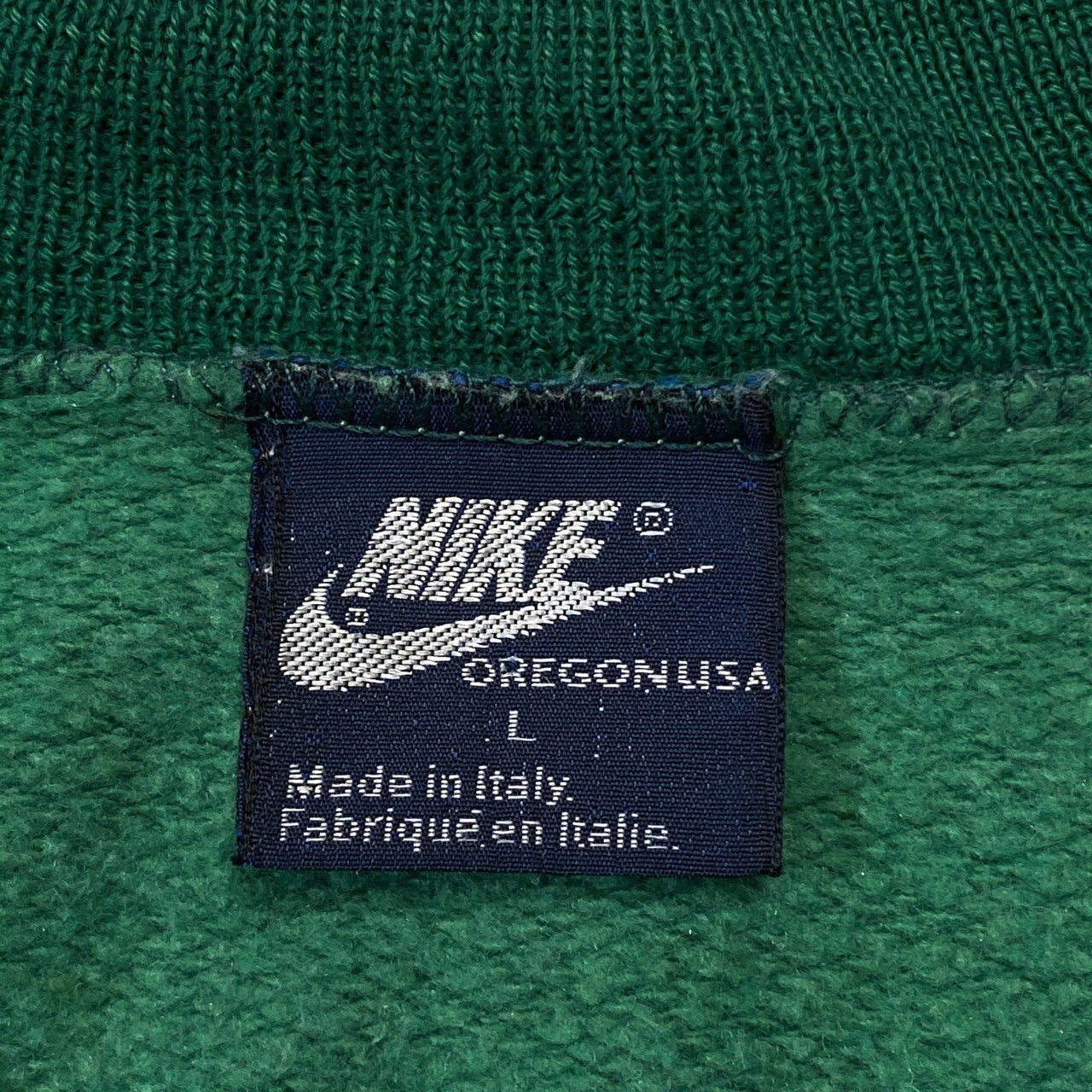 80年代 イタリア製 紺タグ Nike ナイキ 襟付き スウェットシャツ メンズl 古着 80s ビンテージ ヴィンテージ グリーン 緑 スウェット Cave 古着屋 公式 古着通販サイト