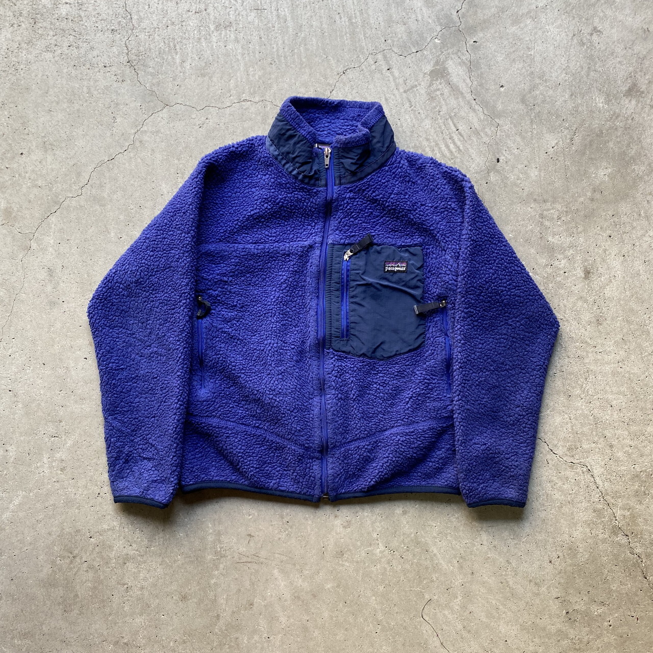 Kids 08年製 パタゴニア レトロx ボア フリースジャケット キッズm 10歳 140cm 古着 子供服 Patagonia アウトドア ネイビー 紺色 アウトドアジャケット Cave 古着屋 公式 古着通販サイト