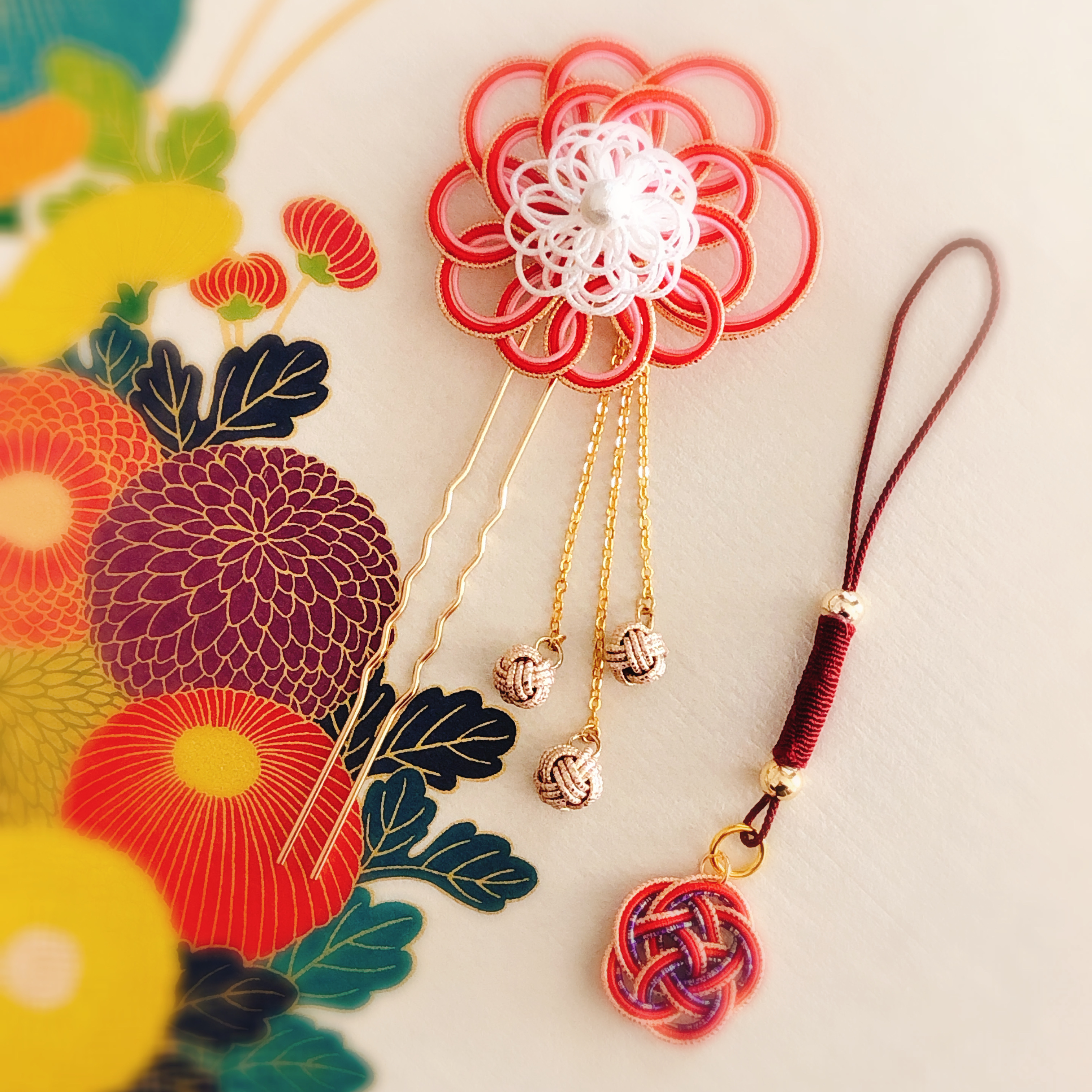 水引 かけ結びの花かんざし Samar