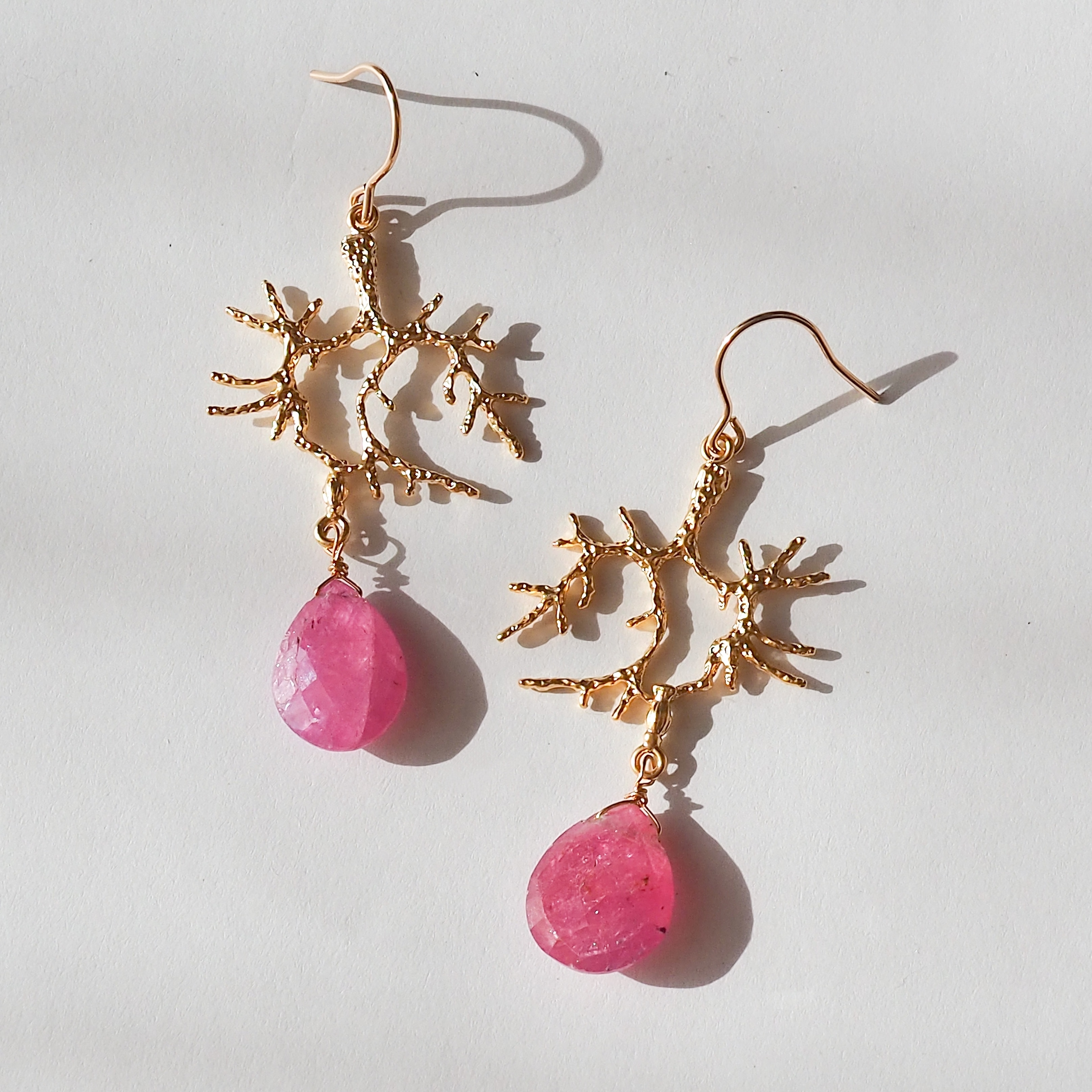 Ruby Collection 大人かわいいルビーピアス 14kgf ルビー サンゴ Melee