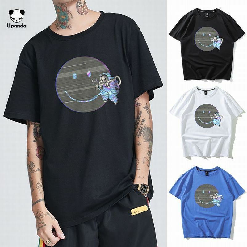 3カラー ユニセックス メンズ レディース 半袖 Tシャツ宇宙服パンダ ニコちゃんマーク月 パンダプリント Upanda ストリート系 Simple Comfortable Sweaty Summer T Shirt Dct Value Rave Notice バリューレイヴノーティス 韓国ファッションや