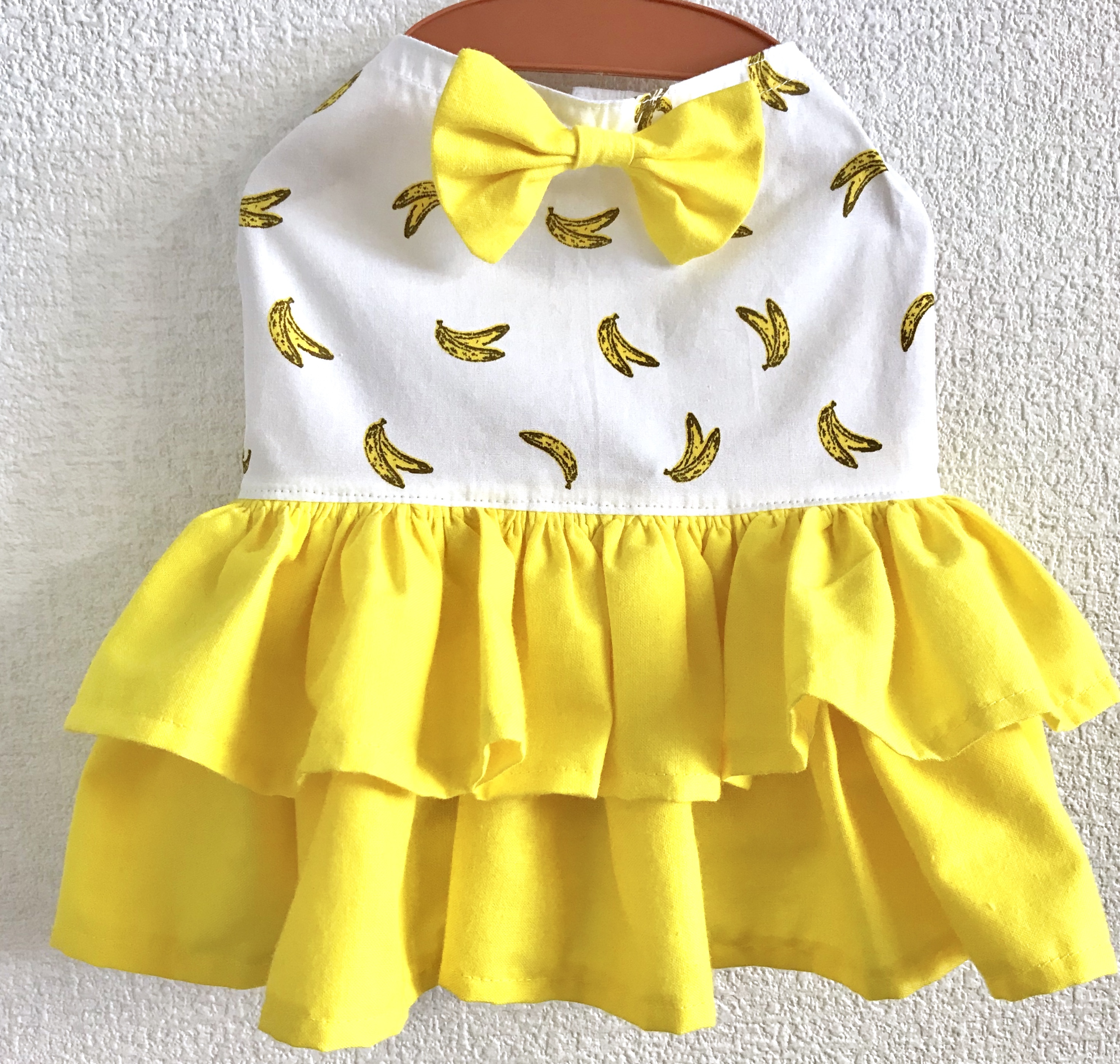 犬服 3号 ワンピース バナナ 黄色のスカート Tony Dog Zakka ハンドメイド犬服と雑貨のお店