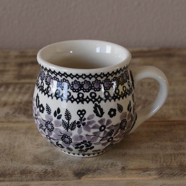 再入荷 新品 ポーランド食器 ポーリッシュポタリー マグカップ 0ml グレー 花柄 おしゃれ K67 Dpsc ボレスワヴィエツ陶器 Boleslawiec コーヒーカップ レトロ Flohmarkt フローマルクト