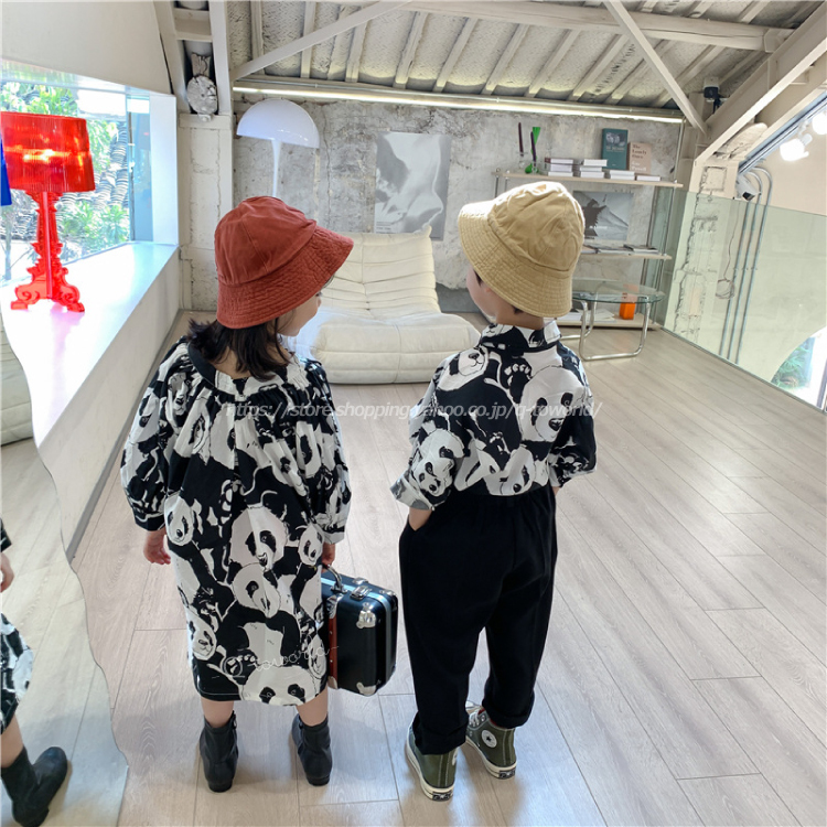 90 140 カップル コーデ 兄弟 姉妹 友達 双子コーデ パンダ柄 男の子 女の子 韓国版 韓国子供服 子供服 Q Toworld キュートワールド 子供服 メール便は何点でも送料の合計は280円