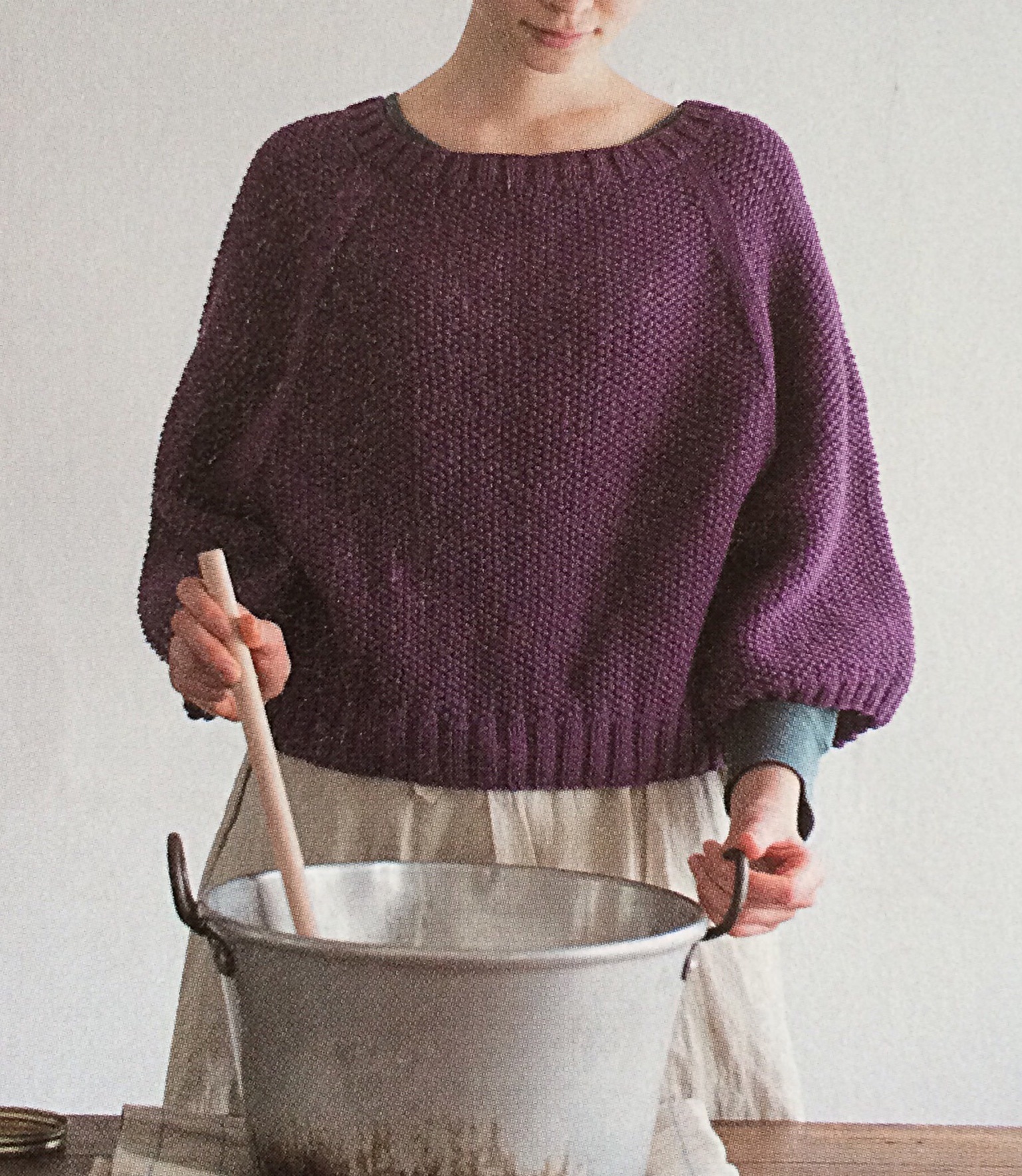 ダウンロード編み図 セーターアレンジもできる かのこ編みの２wayカーディガン Natural Knit Ecru
