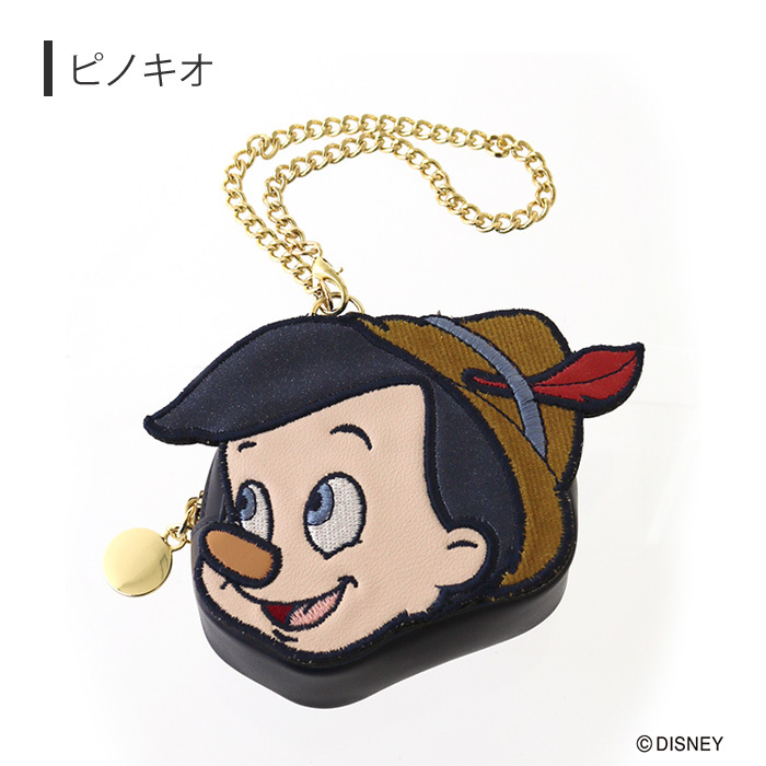 ディズニー ピノキオ ダイカット ポーチ チャーム フィガロ クリオ コンパクト 小さい Puレザー パッチワーク バッグチャーム チェーン レディース かわいい キャラクター グッズ シンプル コイン 雑貨 小物 小銭 リップ コインケース 合成皮革 合皮 革 ネコ ねこ S Su