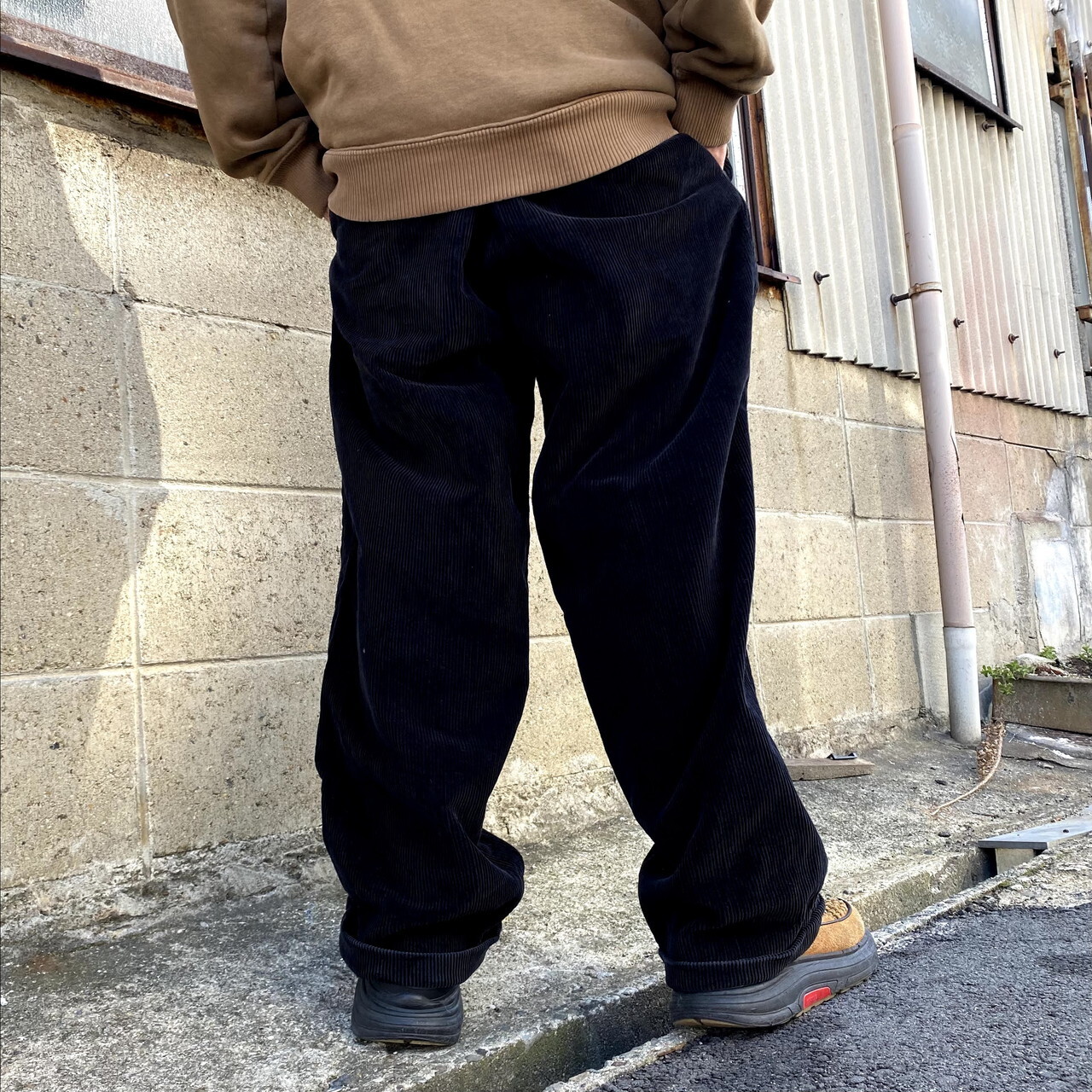 Nautica ノーティカ 太畝 ワイド テーパード ツータック コーデュロイパンツ メンズw35 古着 ブラック 黒 コーデュロイパンツ Cave 古着屋 公式 古着通販サイト