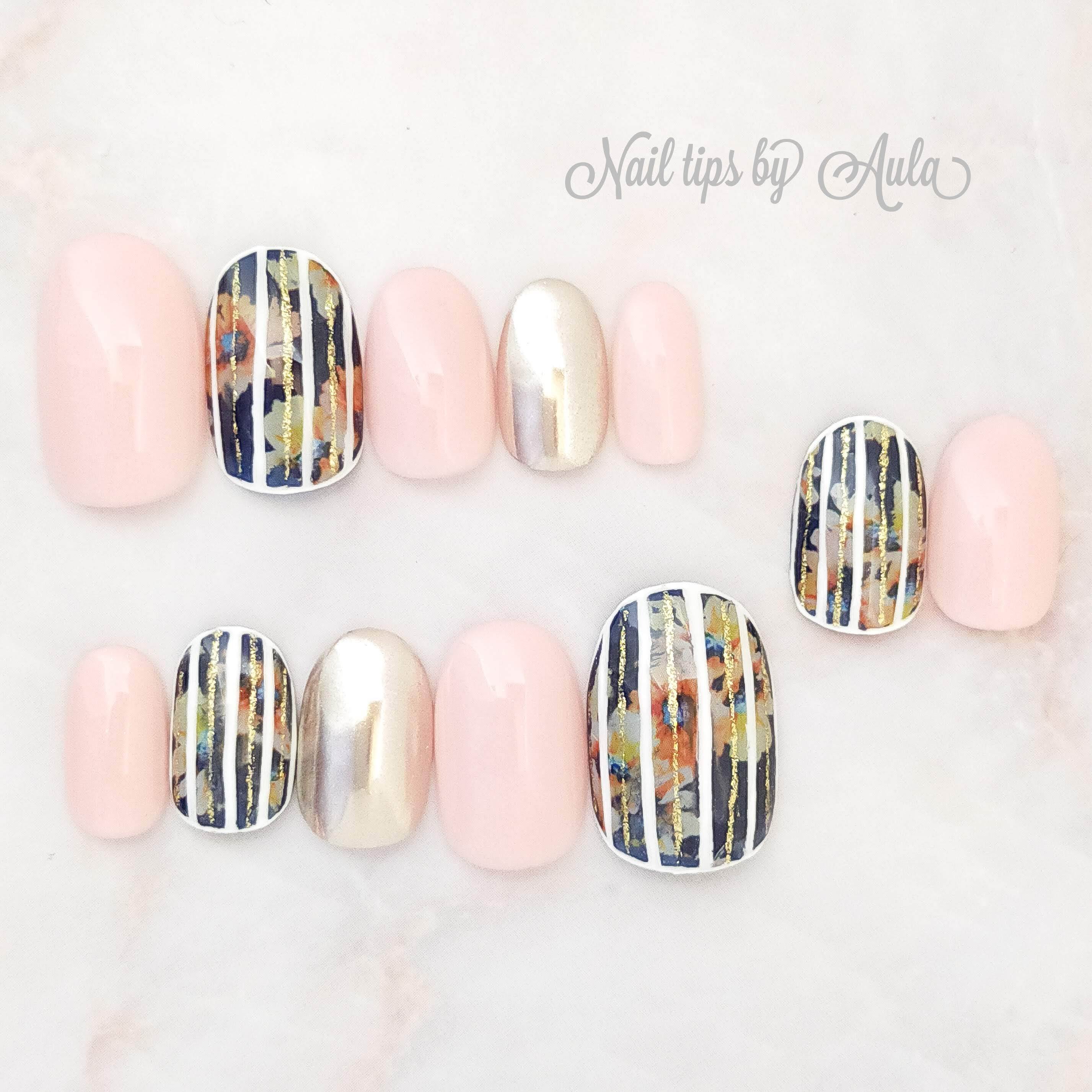 ストライプと色味で遊ぶシンプルネイルチップ ネイルチップ専門店aula Nail ーアウラ ネイルー