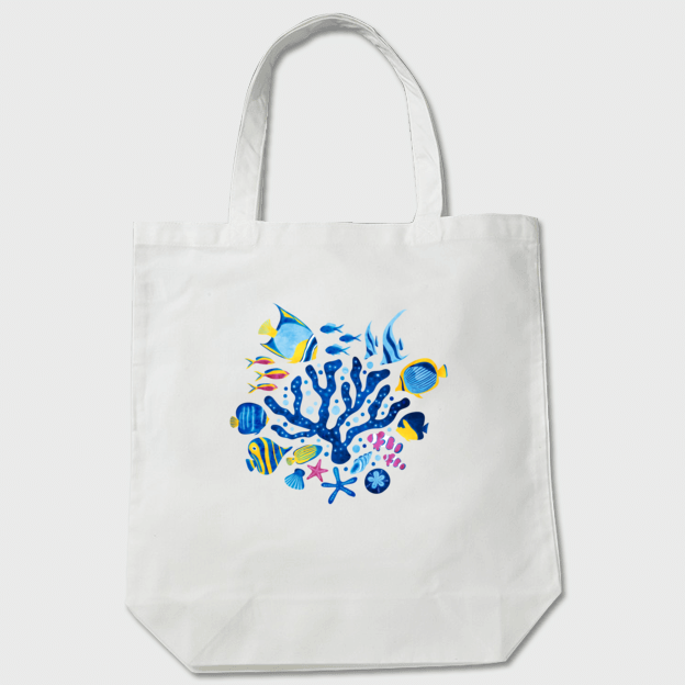 【トートバッグ】珊瑚に集まるお魚