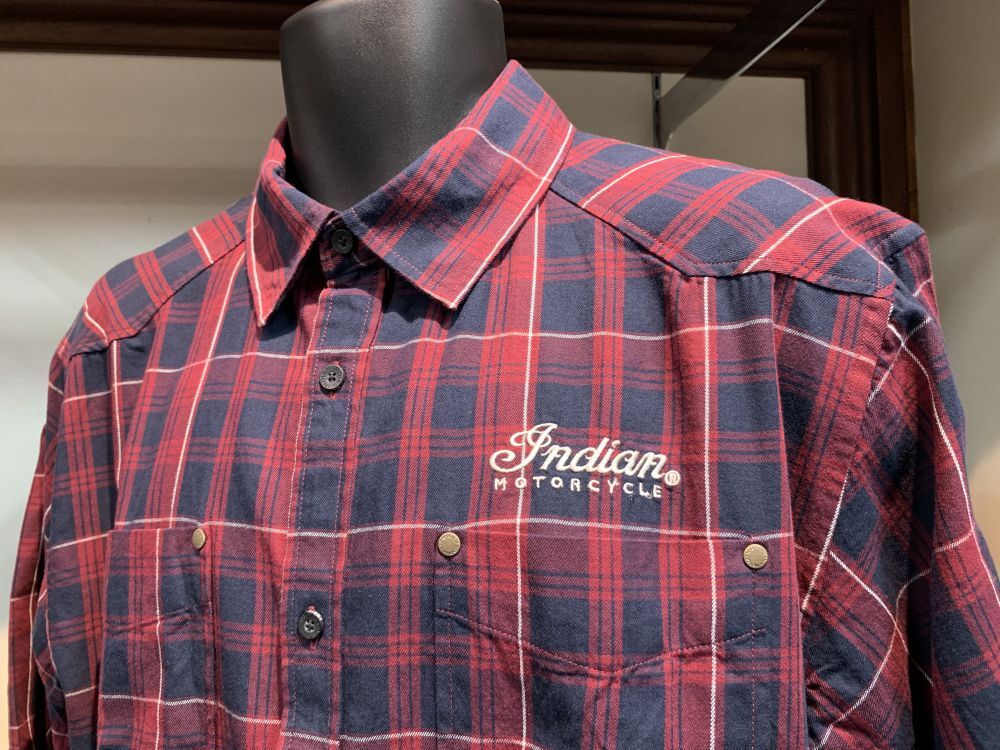 インディアン 刺繍ロゴ入りメンズ半袖チェックシャツ Kmdex ベストバイ オンラインストア