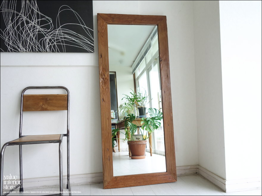 オールドチーク総無垢 ミラー140cm K 1 姿見 鏡 全身鏡 古材 全身用 手作り 新品 ナチュラル レトロ 世界三大銘木 送料無料 58 X 140cm Valuestore