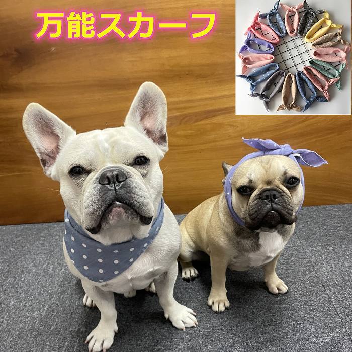 Km633g犬 スカーフ ヘアバンド よだれかけ バンダナ カラー ドッグアクセサリー 犬用デンタルスカーフ おしゃれ 可愛い 小型犬 犬服 ペット用コスチューム アクセサリー 犬の服 Dearkm フレンチブルドック孔明