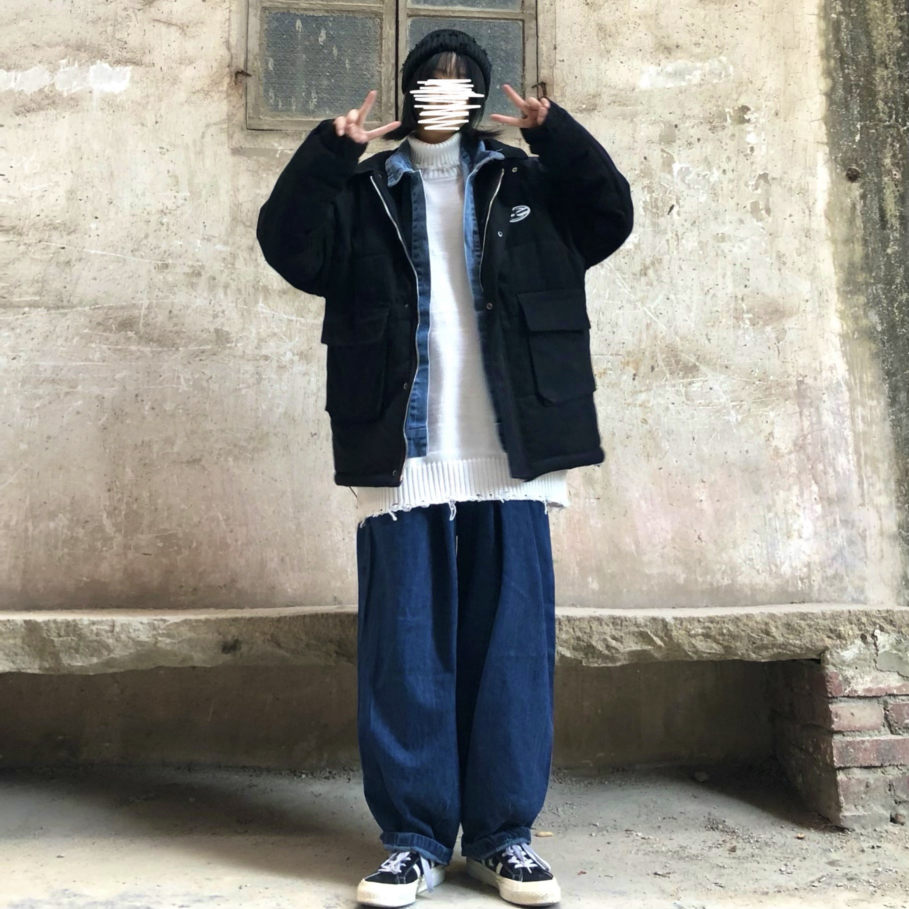 ゆるダボ カジュアル ストリート メンズライク ジーンズ レディース ボトムス ズボン デニム ワイドパンツ ダークブルー 無地 Cute ゆるカジ 脚長効果 体型カバー スタイルアップ リラックス アクティブ シンプル シック 大人 おしゃれ 男ウケ デート服 モテ 韓国