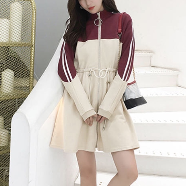 薄手 アウター レディース 春 秋 物 ロング 丈 長袖 韓国 ファッション 可愛い ジャージ 制服 風 ライン ジップアップ Ou 0068 Happy Orurea ハッピーオルレア