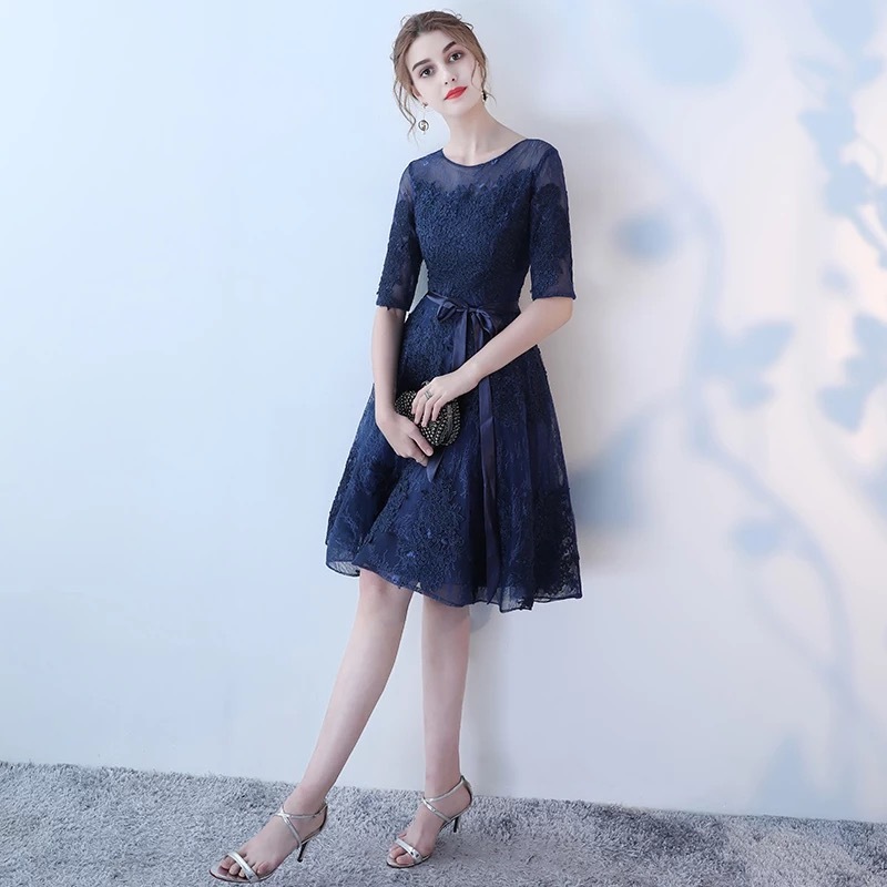 ネイビー レース ドレス No Pd030 She Is シーイズ パーティードレス フェミニンカジュアル ファッション ブランド 通販