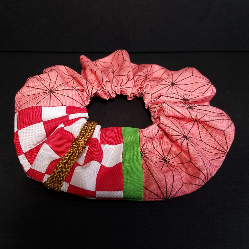 手作り シュシュ ヘアゴム 髪留め 髪飾り 伝統柄 和風 和柄 可愛い 鬼 かわいい 勝負服 不 滅 の 刀 竈門 かまど Sayabo ハンドメイド 雑貨 布マスク