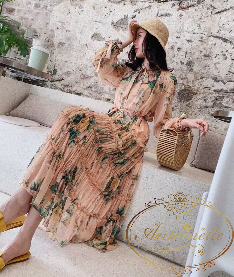 花柄 ワンピース ドレス 華やか アンティーク レディース Flower One Piece Vintage Antique Antoinette