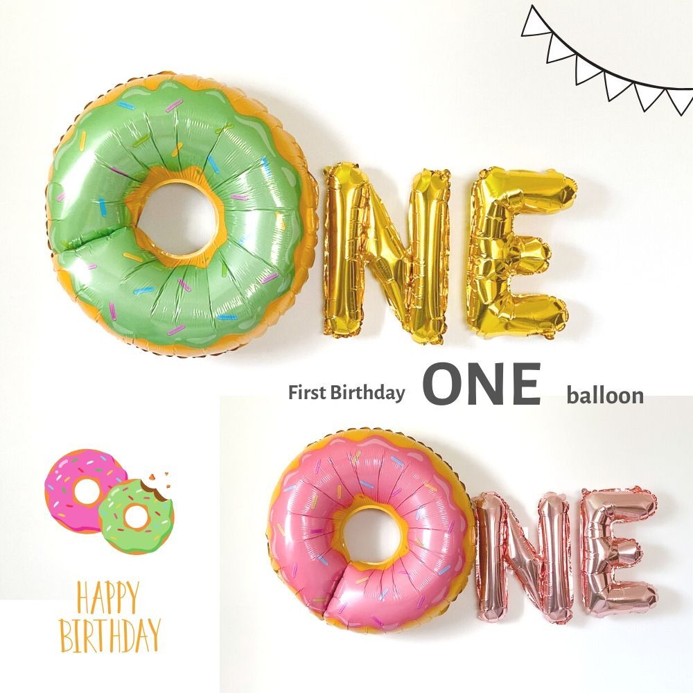 送料無料 ドーナツ One バルーン ファーストバースデー 男の子 女の子 1歳 誕生日 飾り付け Hanamei
