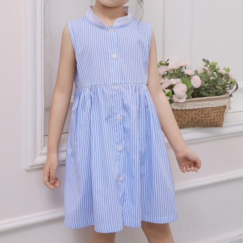 子供服 ワンピース 女の子 キッズ ベビー ノースリーブ 襟付き 膝丈 ドレス ストライプ ブルー コットン 90 150cm R33 海外子供服専門通販サイト リーファ 子供服 ワンピース 女の子 キッズ ベビー ノースリーブ 襟付き 膝丈 ドレス ストライプ ブルー コットン 90 150cm R33 海外子供服専門通販サイト リーファ