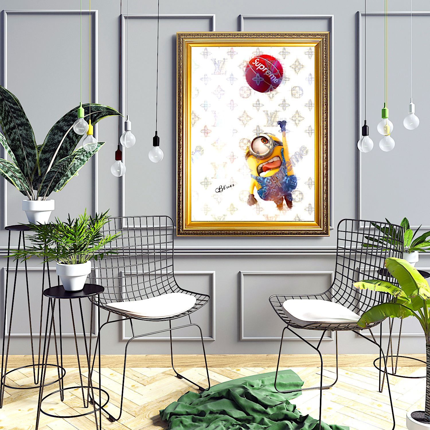 ミニオンズ ボブ モノグラム バスケット a1サイズ Blues Make Sense Art Gallery