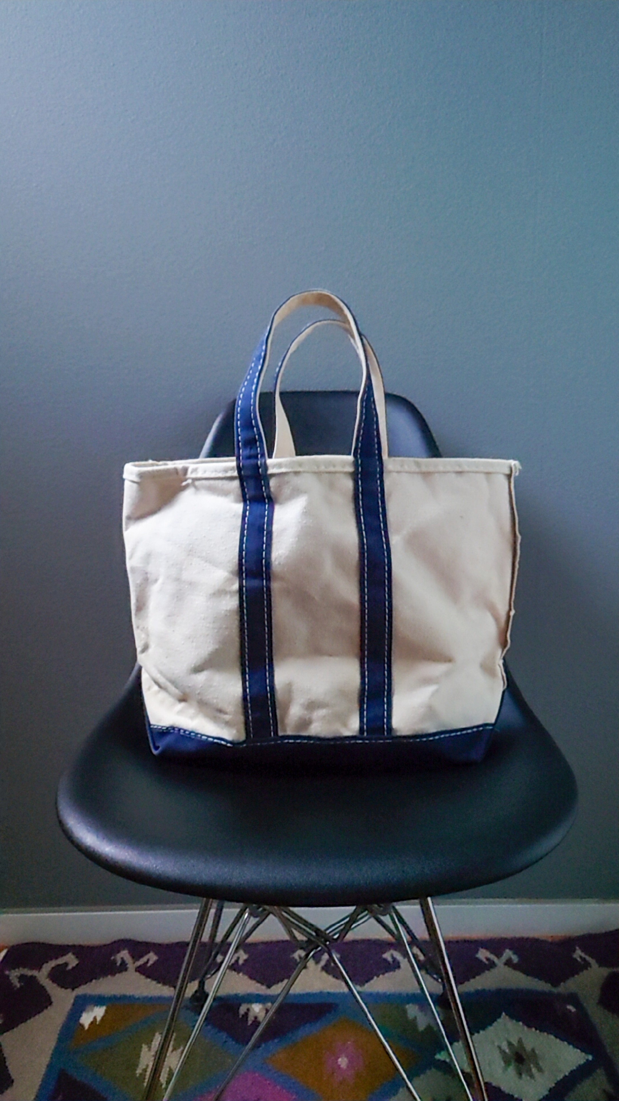 1980s L L Bean エルエルビーン Boate And Tote キャンバス バッグ ホワイト ネイビー 旧タグ 2色タグ トート ヴィンテージ 07 Vintage セブン ヴィンテージ ヴィンテージ セレクト オンライン ストア