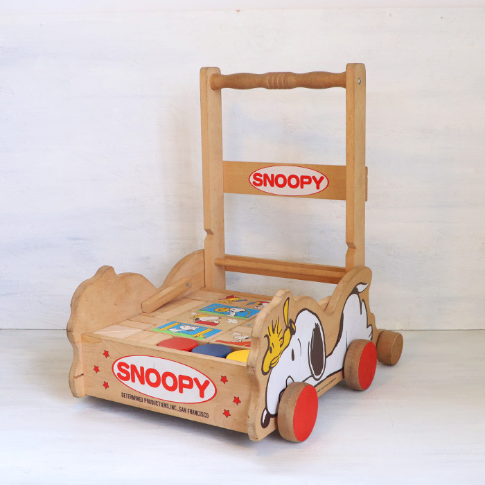 R 460 レトロ スヌーピーの押し車つみき ヴィンテージショップメビウス