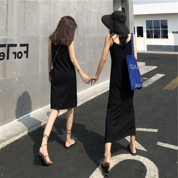 ボトミングワンピース ブラック ２種類 ミドル丈 ロング丈 Viveme