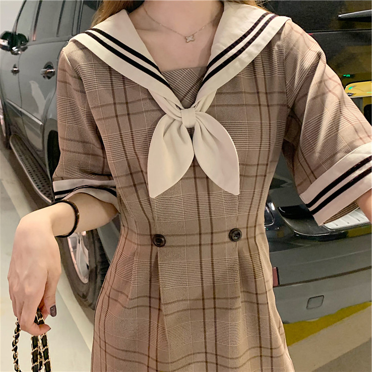 レトロチェックが可愛い リボン セーラー服 セーラーワンピース コスプレ ｒ321 Rumina Select Shop