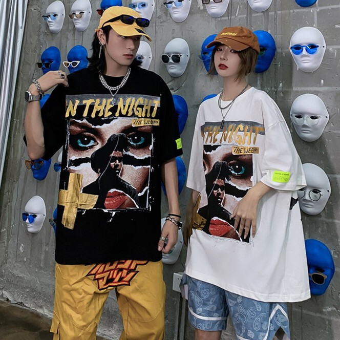 トップス ペアルック男女兼用ファッションストリート系アニメ図柄半袖tシャツ Momosale ド定番から最新のものまで網羅 ストリート系ファッション専門店